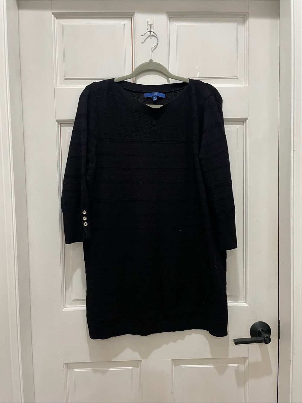 Apt. 9 Black Knit Shift Sweater with Button Cuffs